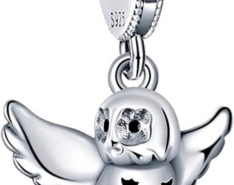 Harry Potter Owl Hedwig charm / pendant in Sterling Silver and Enamel Compatible with all European style Charm Bracelets and Necklaces.