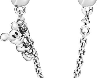 Klimmen Mickey Mouse Veiligheidsketting in sterling zilver Gekeurd S925 Compatibel met alle bedelarmbanden in Europese stijl Kettingen en enkelbanden