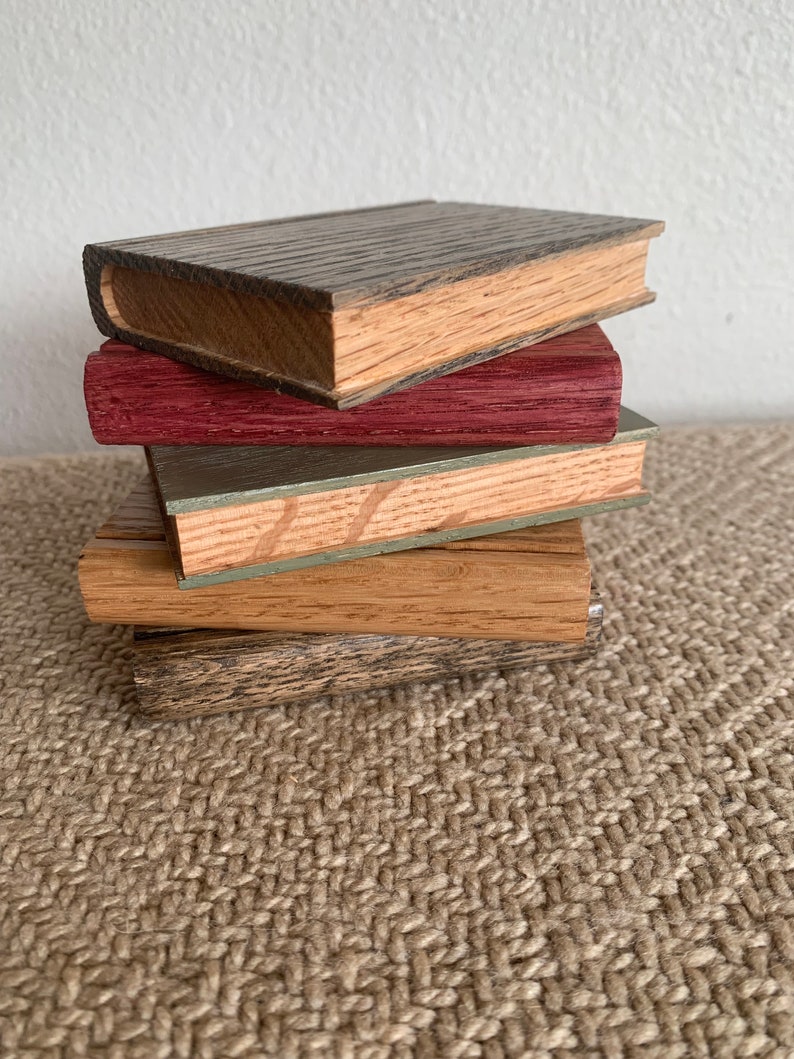 Gifts for book lovers wooden book coasters bookish gift bookish decor handmade cute coasters book coasters wooden books image 9