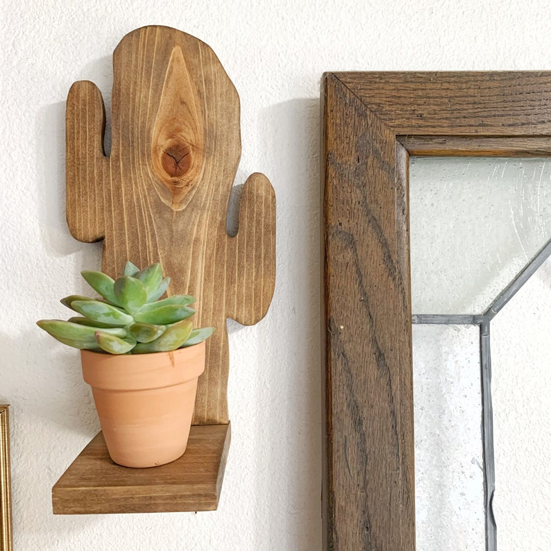 Wooden cactus shelf cactus shelf plant shelf desert decor cactus decor wooden cactus decor succulent display cactus nursery decor image 3