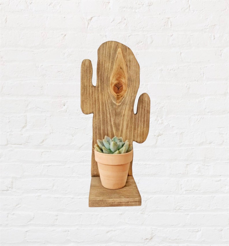 Wooden cactus shelf cactus shelf plant shelf desert decor cactus decor wooden cactus decor succulent display cactus nursery decor image 1