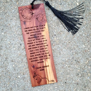 Dune Inspired Cedar Bookmark: Litany Against Fear, Arrakis Design