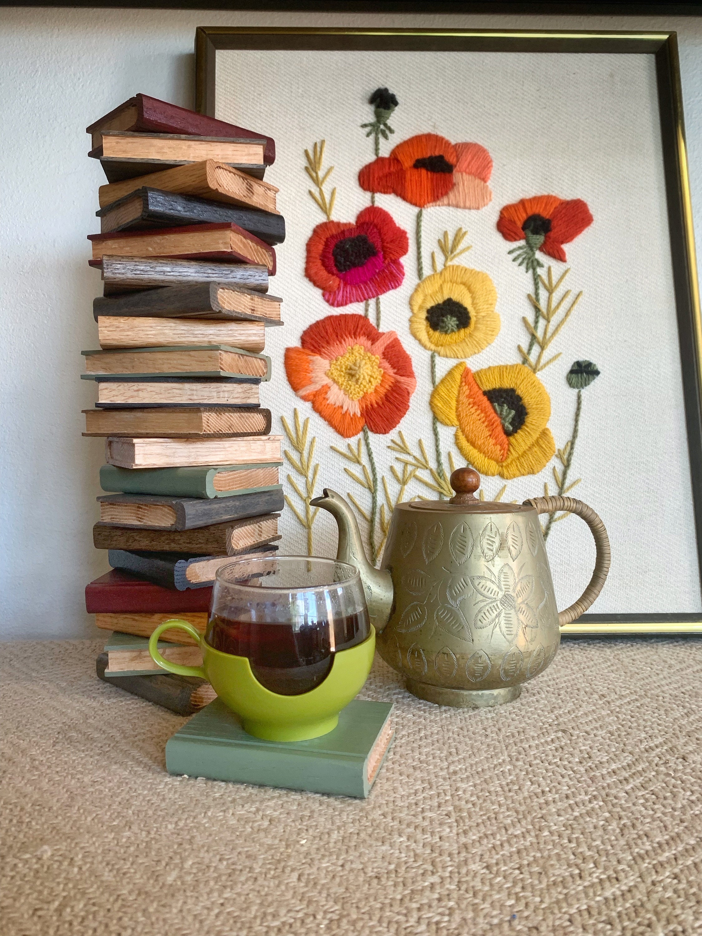 Personalized Name Wooden Book Coasters, Handmade Book Coasters, Bookish Decor, Bookish Gift, Gifts for Book Lovers