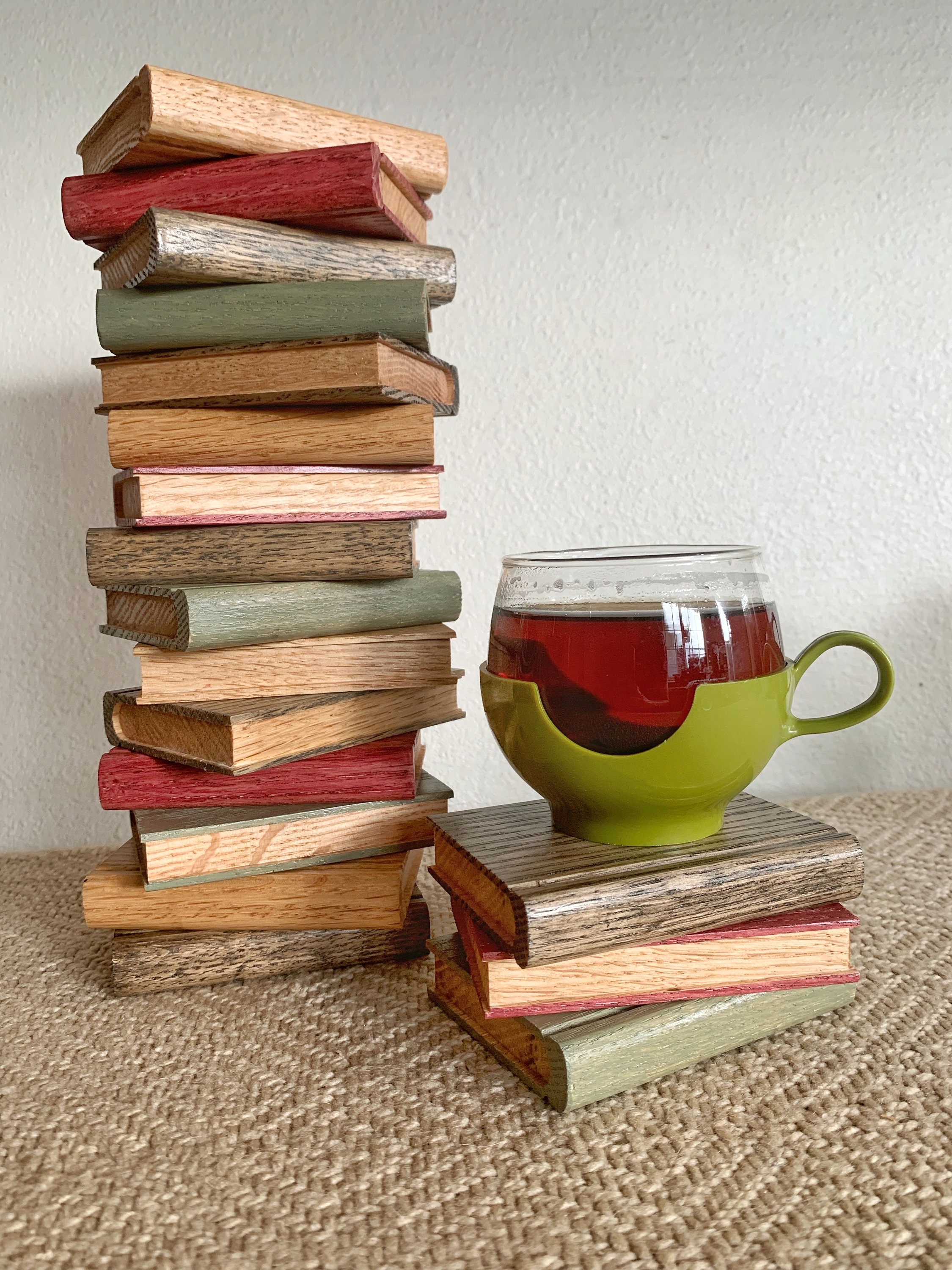 Personalized Name Wooden Book Coasters, Handmade Book Coasters, Bookish Decor, Bookish Gift, Gifts for Book Lovers