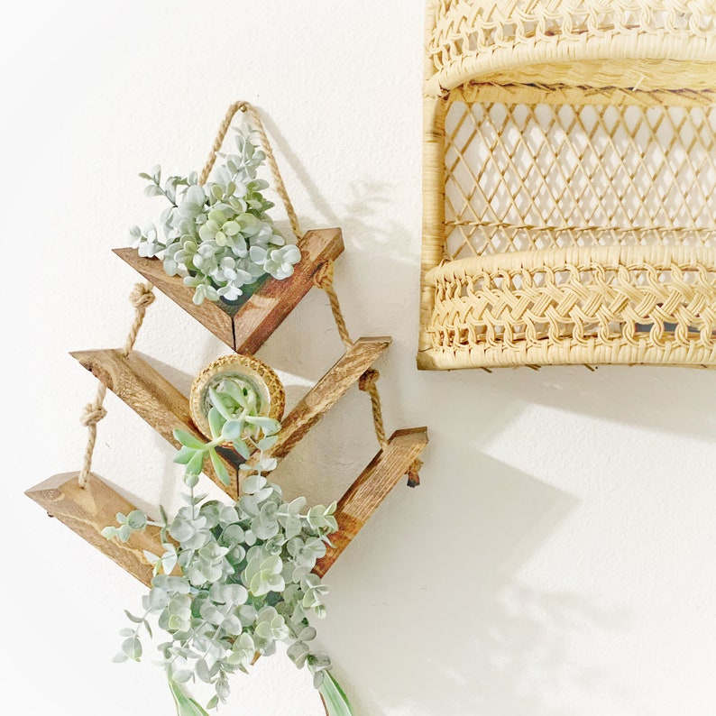 Hanging Plant Shelves Tiered Shelves Chevron Shelves Etsy