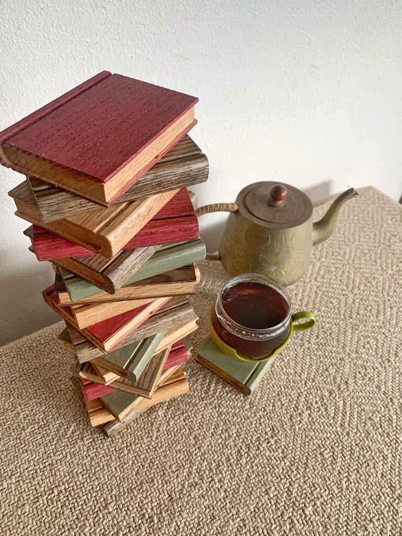 Book coasters wooden bookish gift bookish decor handmade cute coasters-cottage core book coasters wooden books dark academia decor image 8