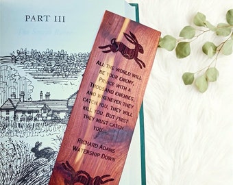 Watership down inspired bookmark- wooden rabbit bookmark- black rabbit of inle- folk art- rabbit- hare- wooden- Richard adams