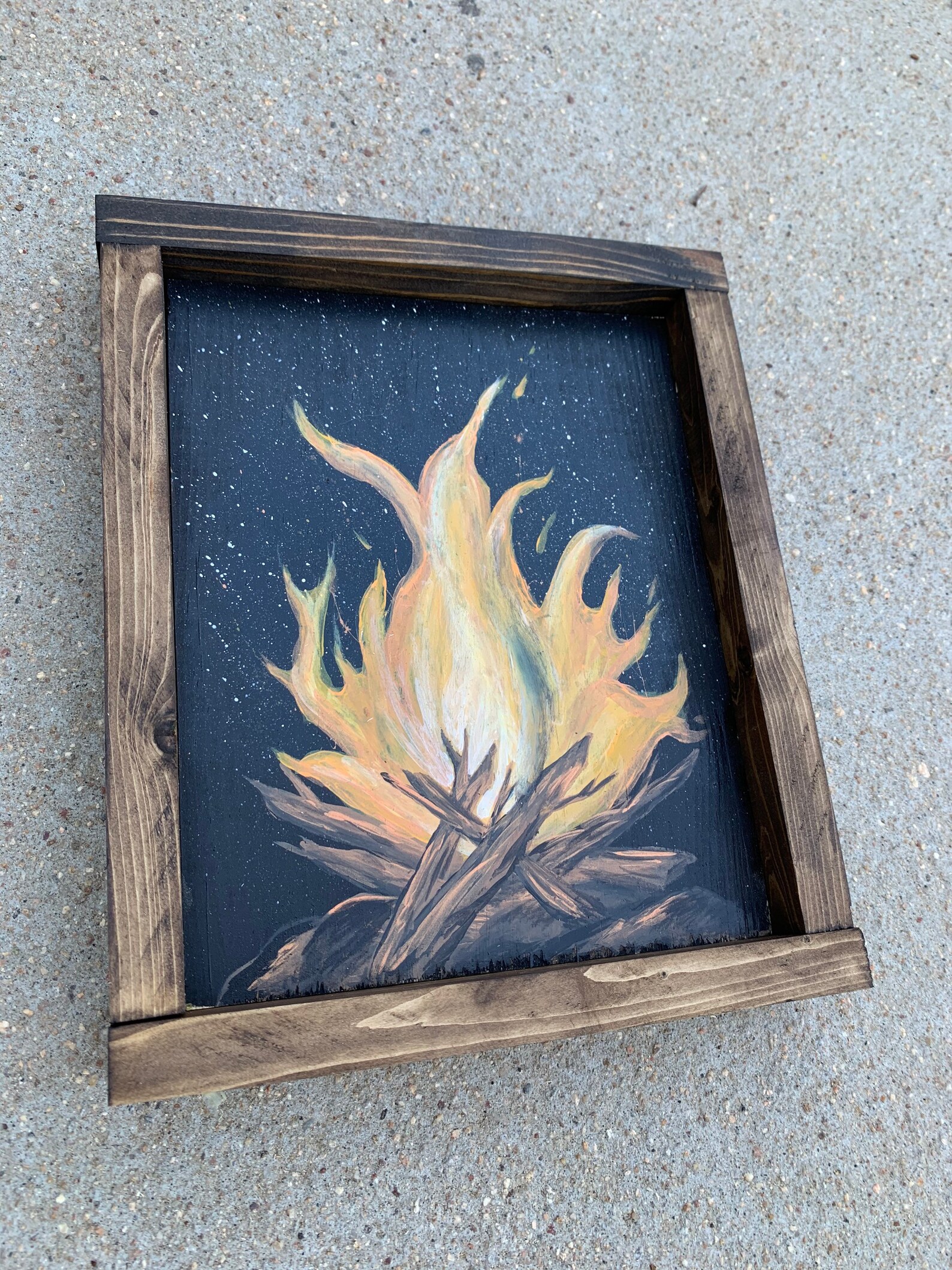 Pintura de fogatas en madera pintura de hogueras camping | Etsy