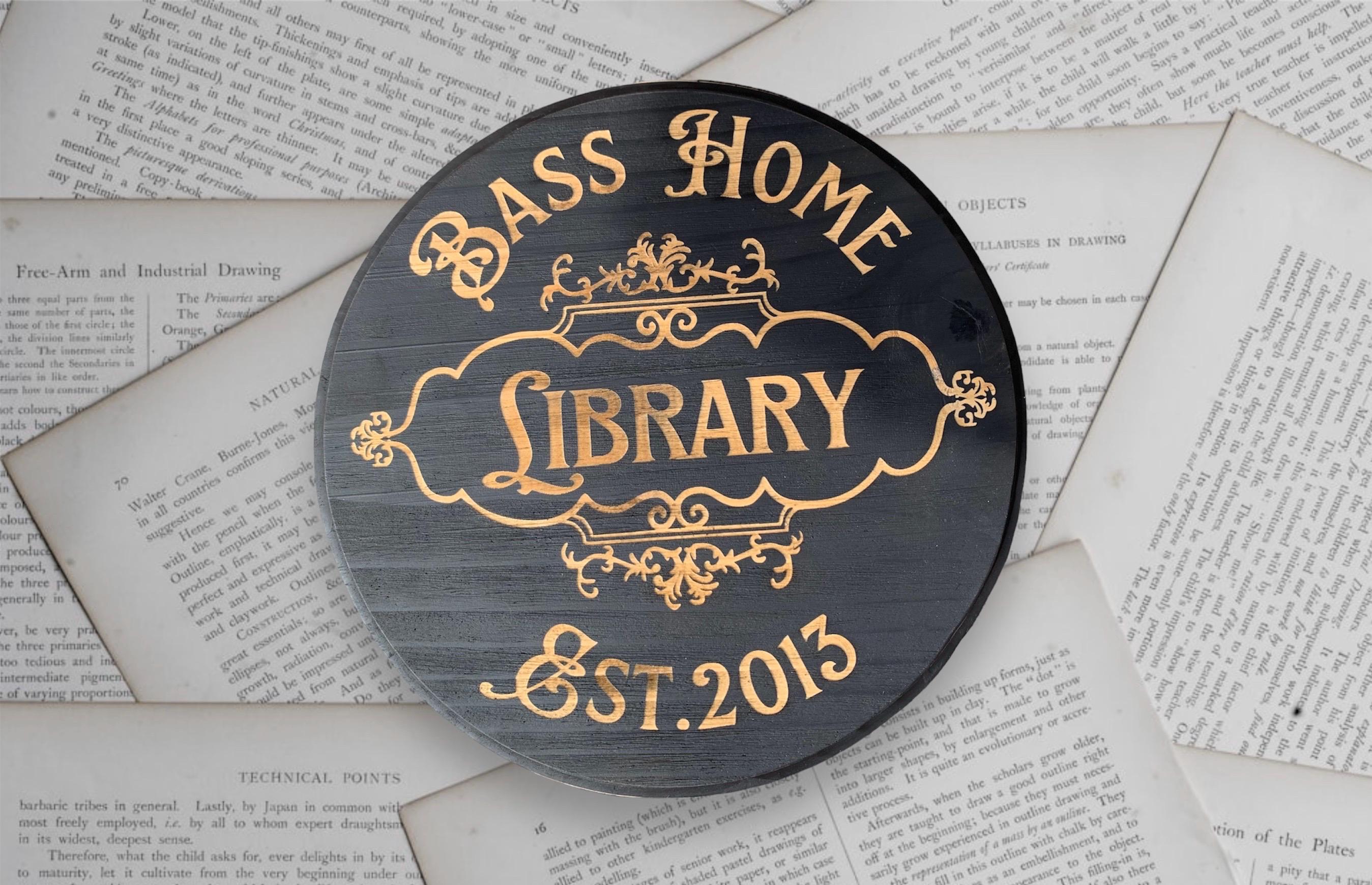 Library Sign Retro Custom Engraved Library Sign: Vintage Wooden Book Lover Gift - Etsy