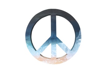 Wooden peace sign decor- ocean- painted- nautical- beach- coastal- hippy