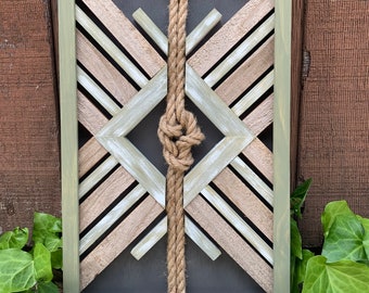 Sea Grass- wood mosaic- reclaimed wood art- nautical- coastal - wall decor- geometric- sailors knot- rope- reef knot