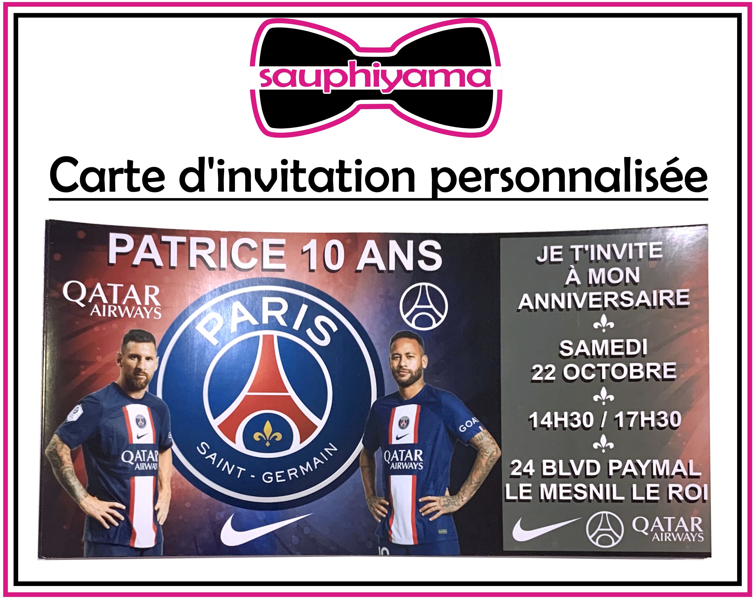 Carte Anniversaire Psg à Imprimer Gratuite 1 Carte dinvitation personnalisé thème PSG Minnie Mickey Roi - Etsy France