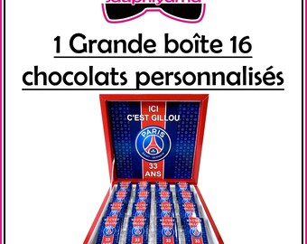 1 boîte de 16 chocolats personnalisées tous les thèmes sont possible anniversaire baptême EVJF Roi Lion Minnie Mickey PSG Pat Patrouille