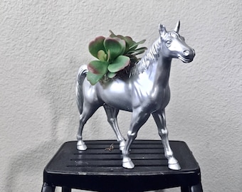 Stallion Horse Toy Planter with Faux Succulent