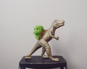 T-Rex Dinosaur Toy Planter with Faux Succulent