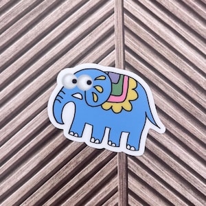 Retro Blue Elephant Sticker: Waterproof Vinyl Decal
