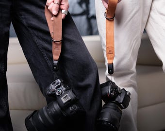 Genuine Leather Camera Wrist Strap, Quick Release Adjustable Hand Strap for Photographers