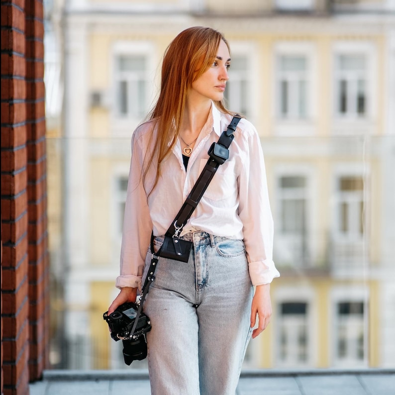 Leather Camera Harness with Pockets: Utility Camera Sling image 6