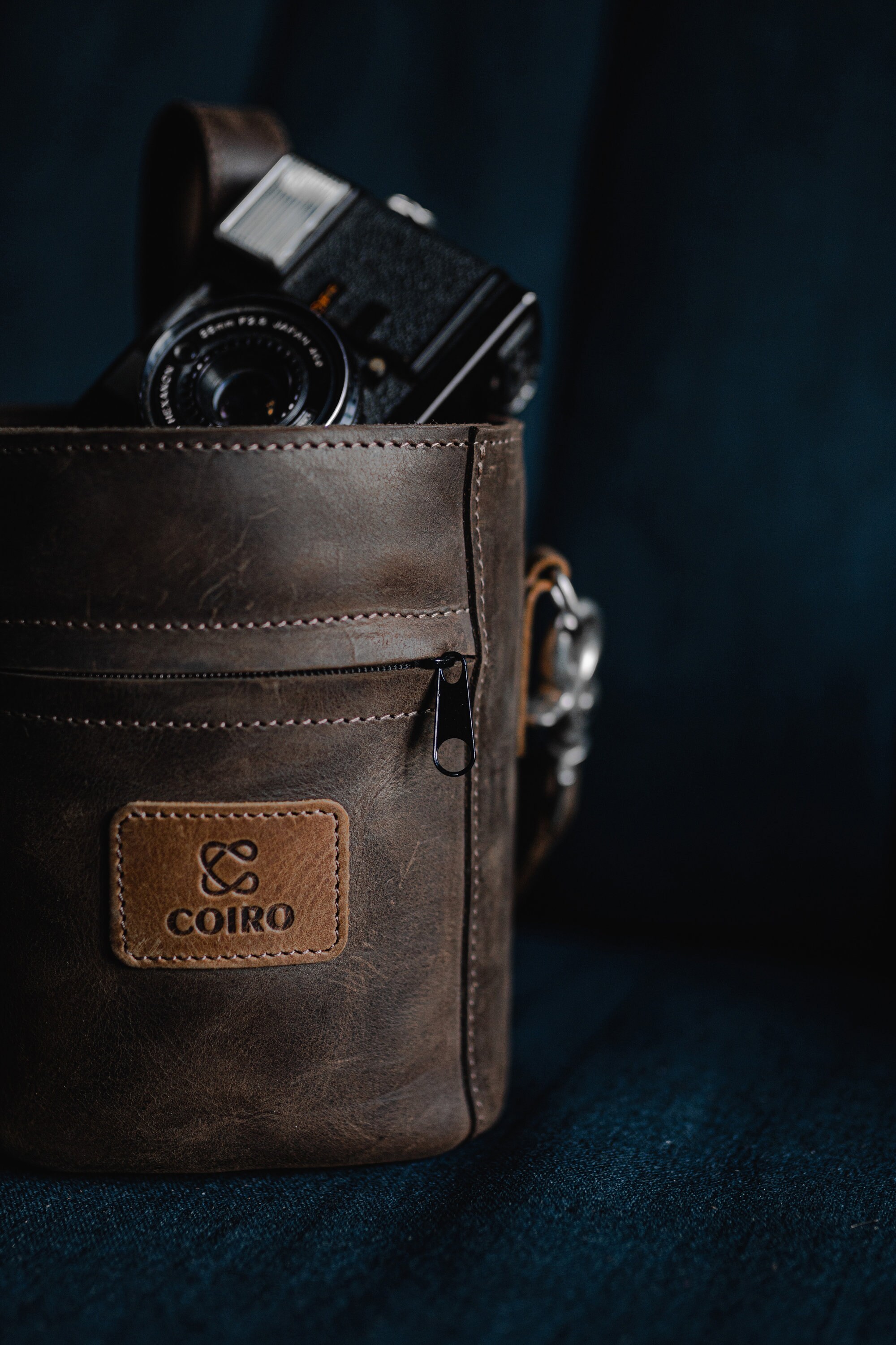 Camera Lens Pouch Leather Lens Bag With Cross Shoulder Strap Etsy