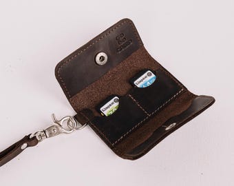 Handmade Leather Memory Card Case: 4-Slot SD Card Pouch