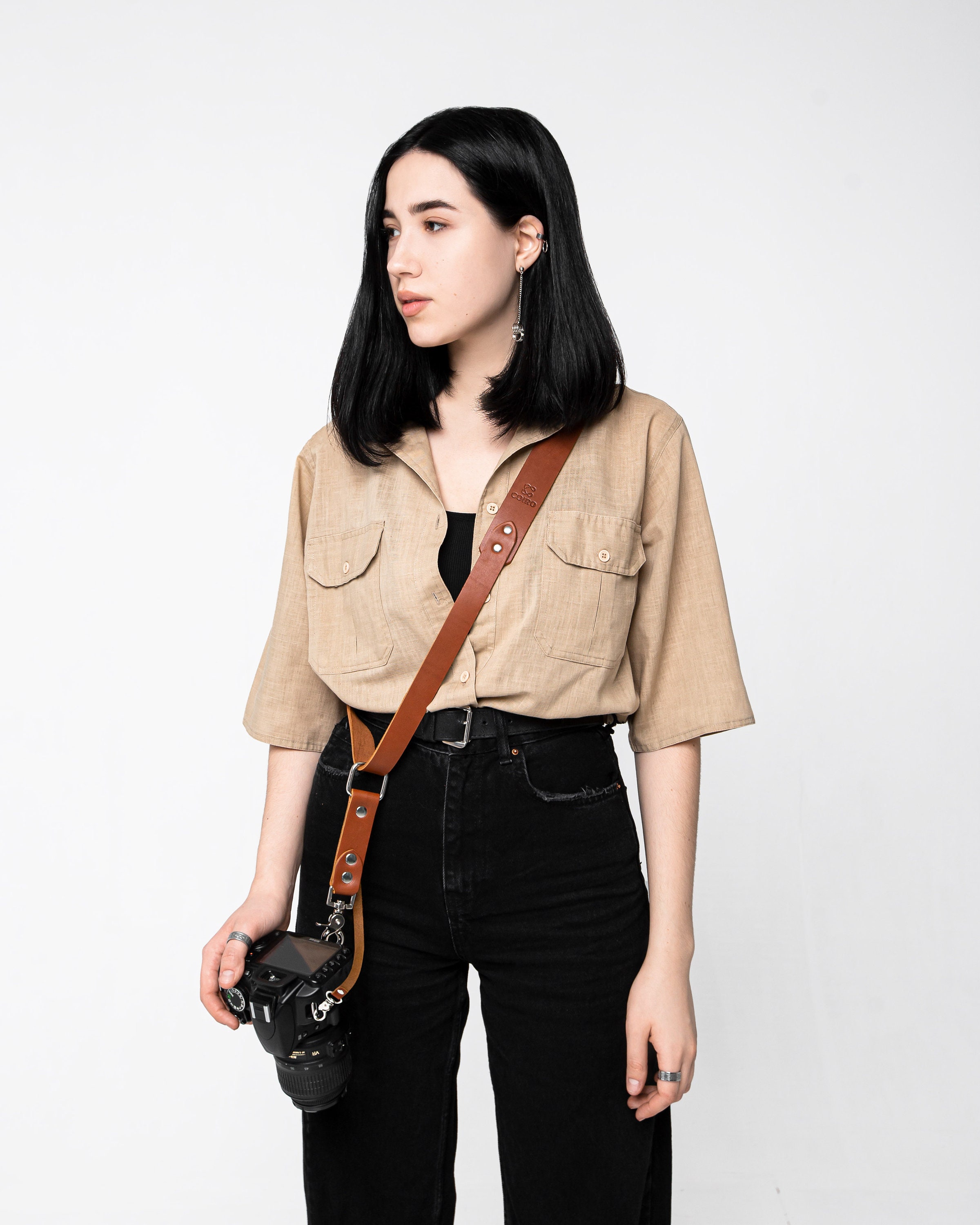 Coiro Camera Shoulder Strap Accessories for One Camera - Neck Shoulder Leather Sling - Camera Gear DSLR/SLR, Brown, Black, Tan,Beige Colors