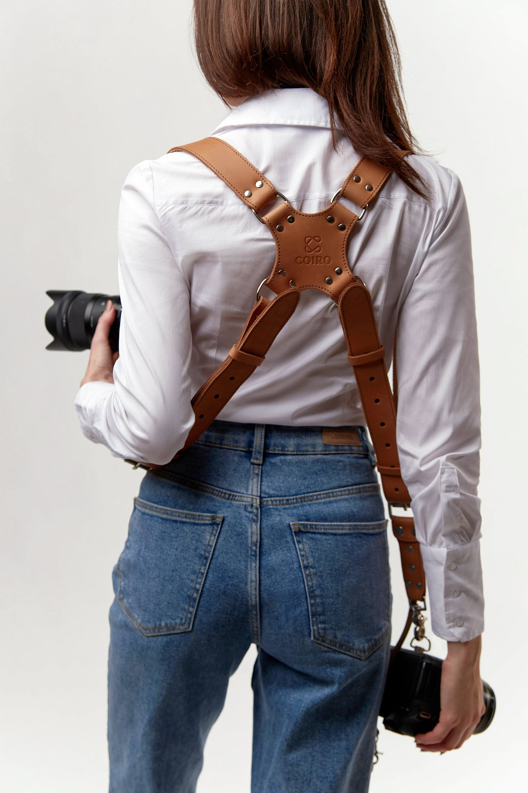 Harnais en cuir à double épaule réglable pour appareil photo Bandoulière  pour appareil photo Accessoires de photographie 