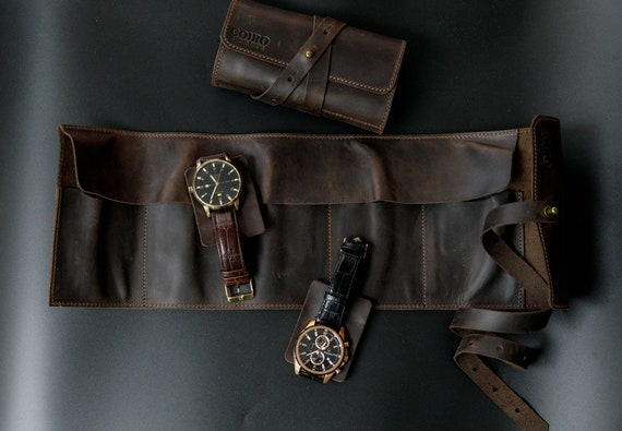 Watch Case Leather Watch Roll Organizer Travel Roll For
