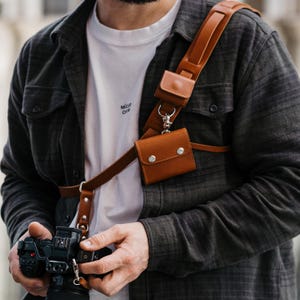 Leather Camera Harness with Pockets: Utility Camera Sling