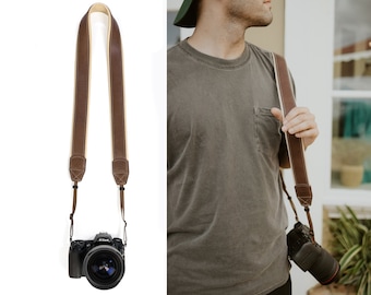 Leather Camera Shoulder Strap Comfortable Crossbody Strap for Women Men / Cute Padded Strap for Photographer Gift for Him Gift for Her