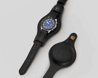 Mens Leather Watch Cuff Band: 20mm Protective Cover