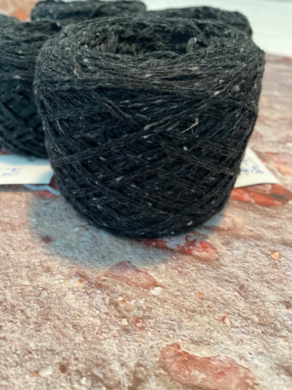 Reclaimed yarn Black with small white flecks Etsy