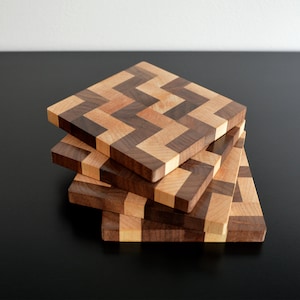 Stair Step Multi-Wood Coasters- Set of 4