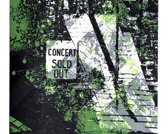 Hand-Pulled Three Color 'Concert Sold Out' Screen Print Poster 12.5"x19"