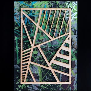 Découpé au laser couche impression d’écran « Rayures & Angles » 5 &quot;x 7 »