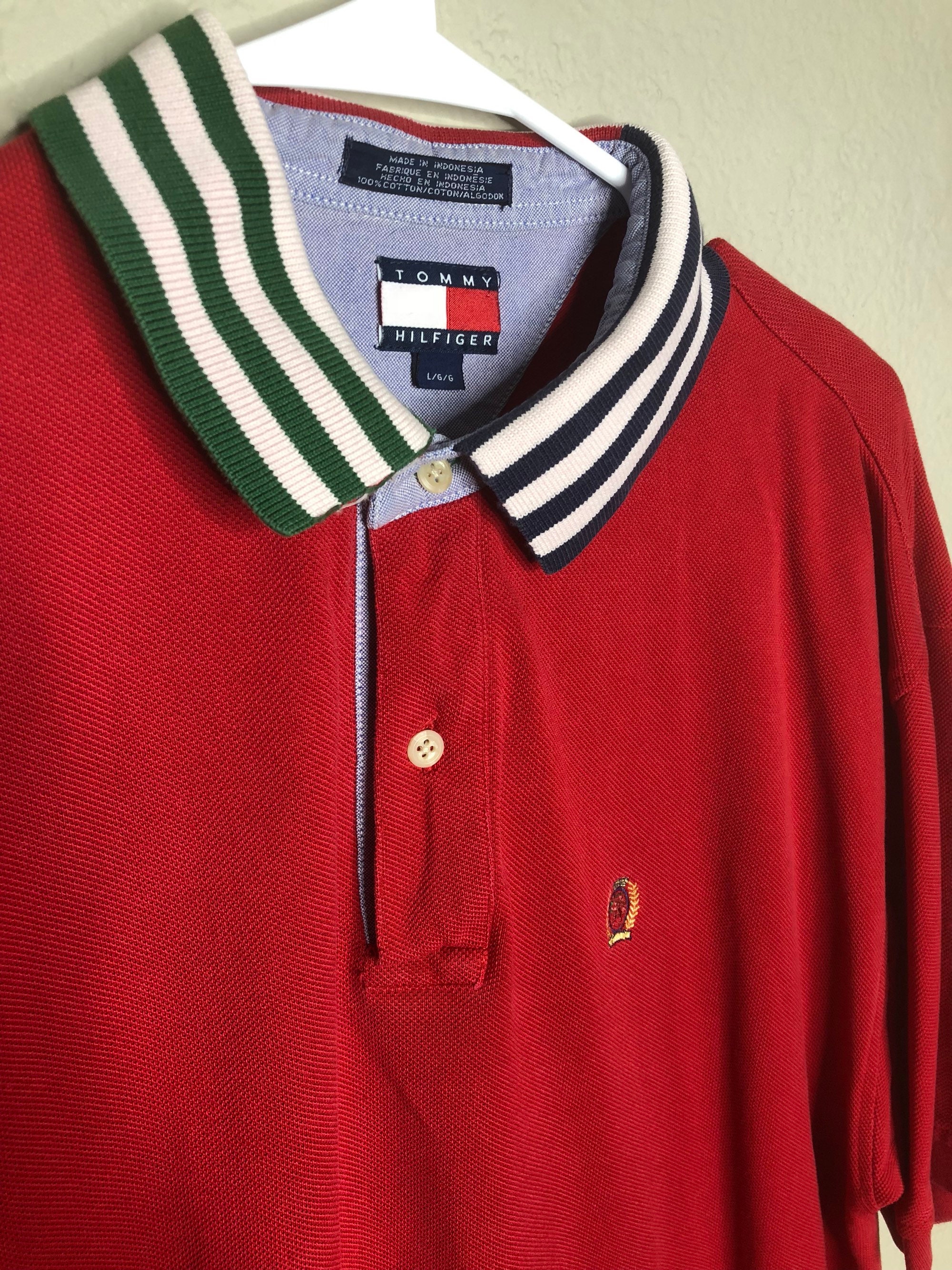 Vintage Tommy Hilfiger Tri colored striped collar color block | Etsy