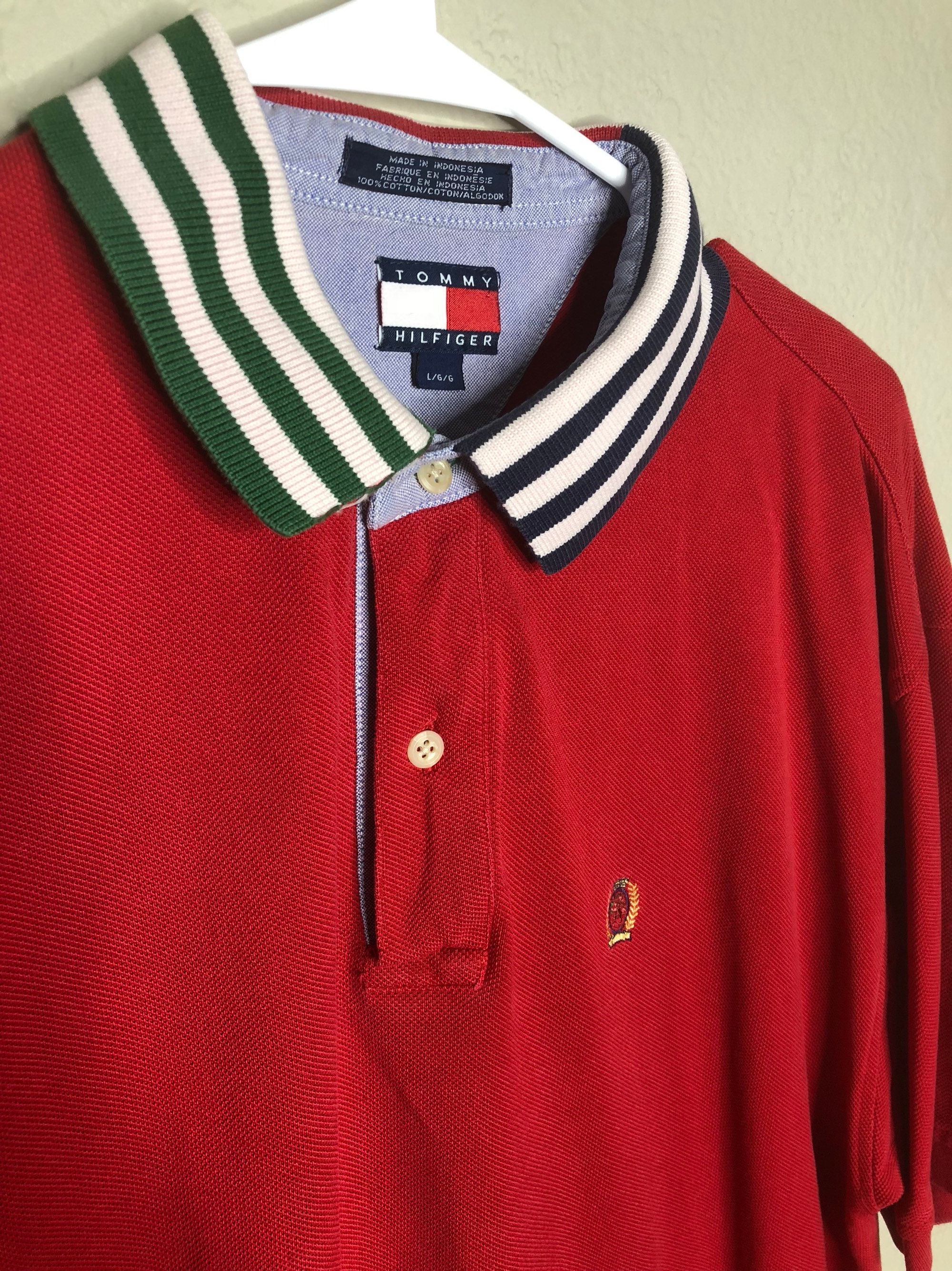 Vintage Tommy Hilfiger Tri colored striped collar color block Etsy