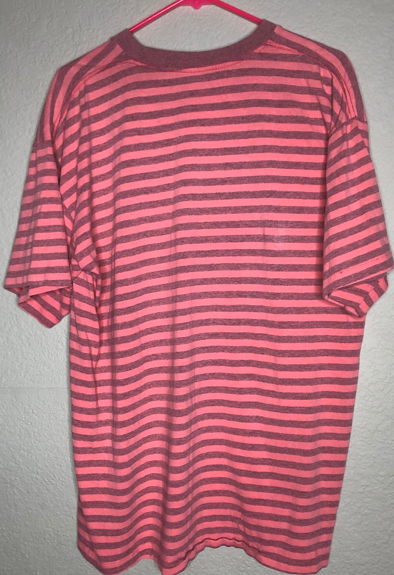 Vintage Tennessee Est 1796 State Shirt Size XL Pink Striped Single Stitch Tee Made In USA