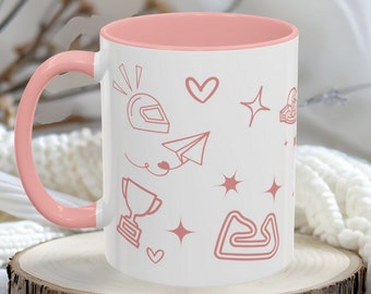 F1 Racing Inspired Coffee Mug Gift Pink F1 Formula 1 Mug Grand Prix Racing Cup Norris Gift Norris F1 Mug Formula 1 Gift for Racing Fan Girly