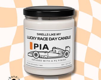 Oscar Piastri My Lucky Race Day Candle Formula 1 Inspired Motorsport Gift Racing Fan Decor Unique Candle Gift Soy Candle for F1 Fan