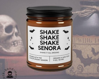 Shake Shake Shake Senora Beetle Juice Candle Spooky Season Gift for Halloween Lover Horror Movie Candle Gift for Halloween Party Host Bats