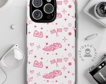 iPhone® 16 Phone Case F1 Pink Race Aethetic F1 Inspired Tough Case Gift for Racing Fans F1 phone case Formula 1 Race Fan Racing Gift