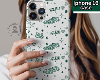 iPhone® 16 Phone Case F1 Green Race Aethetic F1 Inspired Tough Case Gift for Racing Fans F1 phone case Formula 1 Race Fan Racing Gift