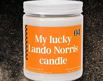 My lucky Lando Norris Candle Unique Gift McLaren Formula 1 Gift Racing Themed F1 Funny Gift McLaren Fan Decor Gift Idea F1 Merch Formula 1