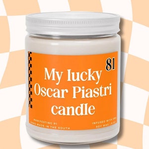 My luck Oscar Piastri Candle Unique Gift McLaren Formula 1 Gift Racing Themed F1 Funny Gift Lando McLaren Fan Decor F1 Formula One Gift Idea