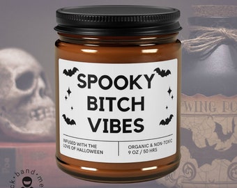 Spooky Bitch Vibes Candle Gift for Halloween Fall Candle Decor for Spooky Season Vibes Lets Go Ghouls Candle for Halloween Party Gift Bats