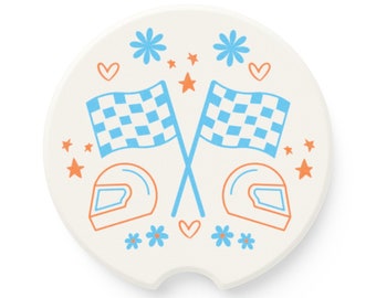 F1 Inspired Lando Norris Fan Gift Car Coaster Helmet Checkered Flag Gift for Him Formula 1 McLaren Fan Gift Formula One Oscar Piastri Fan