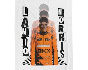 Lando Norris Velveteen Plush Blanket 50"x60" formula one gifts, McLaren F1 racing, formula 1 , formula one merch, race fan gift