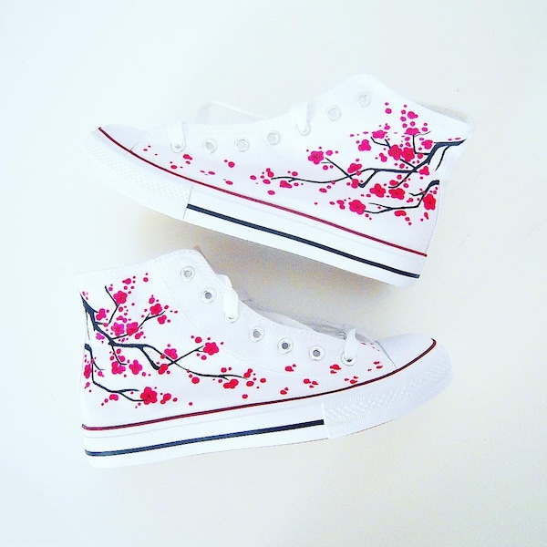 Japanese hand painted shoes / Sakura shoes / Cherry blossom shoes