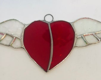 Stained Glass Sacred Heart       Hand crafted        Fiesta Color  Suncatcher