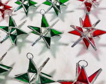 20 - Stained Glass Moravian Stars by FIESTA COLOR! Christmas Green and Red. So Pretty!